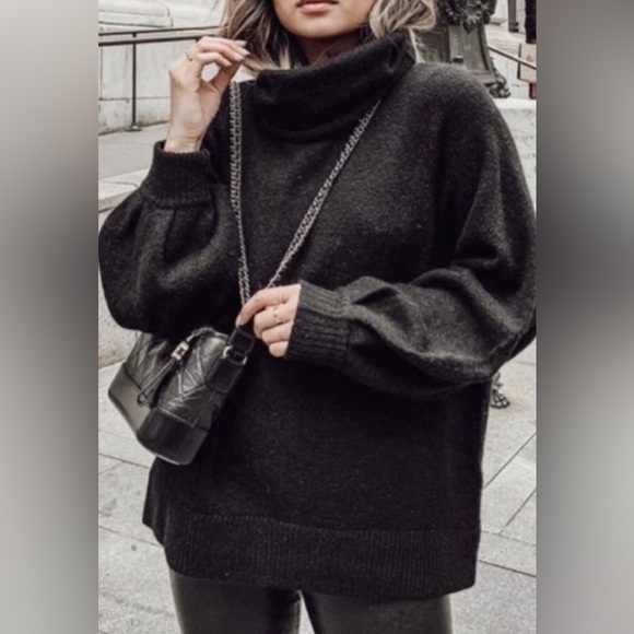 ARITZIA THE GROUP BABATON adichie sweater black turtleneck wool alpaca - Picture 2 of 11